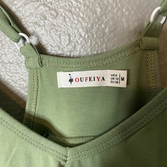 OUFEIYA Jumpsuit Harem Overall With Pockets Green Size Medium - Picture 4 of 4